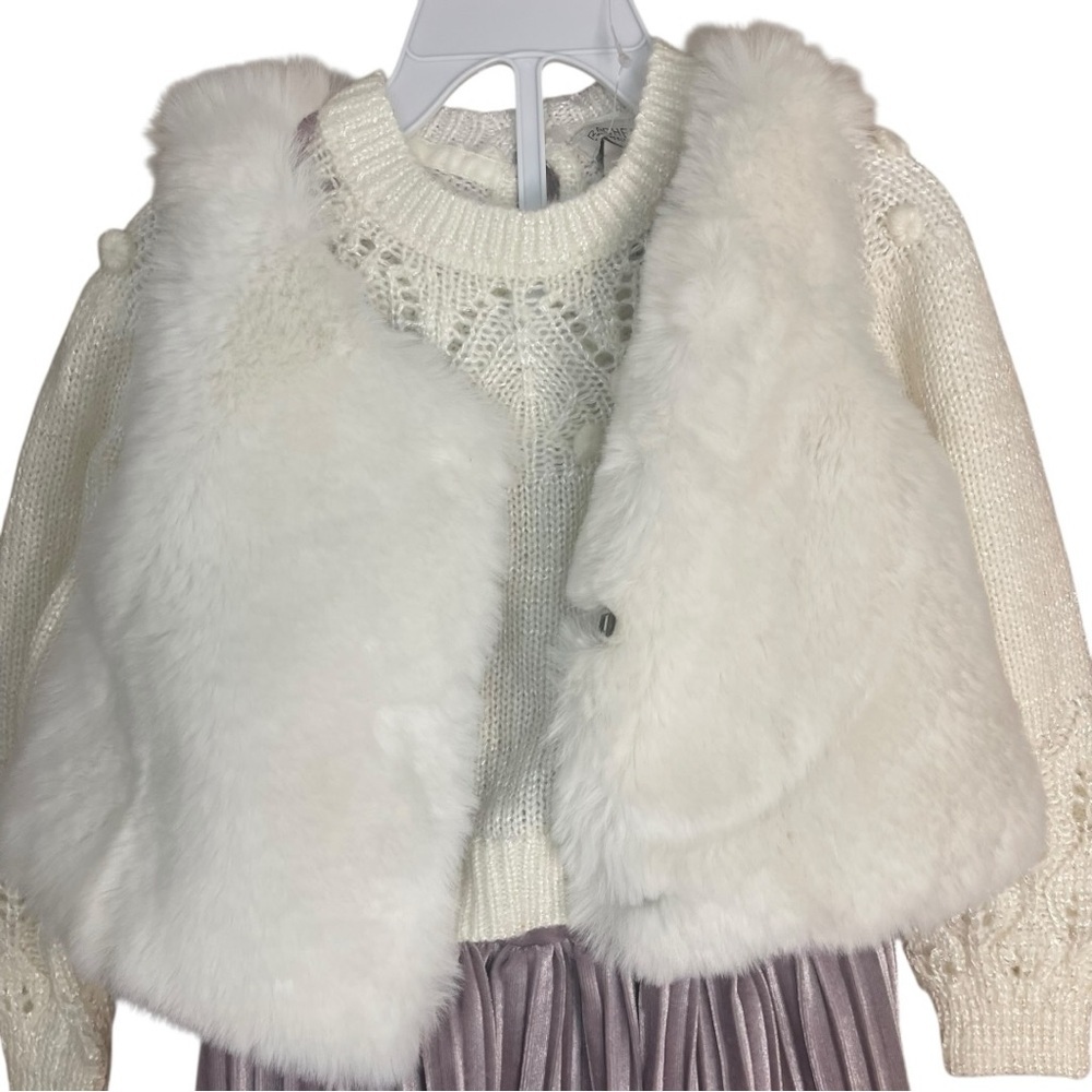 Rachel Zoe 3 piece Sweater Vest and Skirt Outfit Set White Cream Purple - Picture 3 of 12